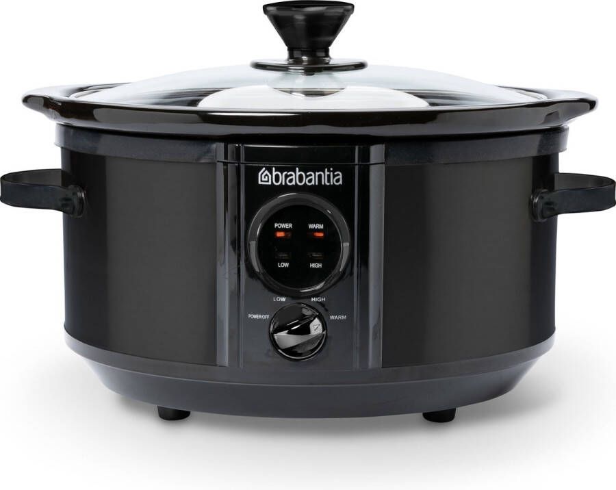 Brabantia BBEK1081MB Slowcooker 3.5 Liter 180 Watt Warmhoudfunctie Keramische Binnenpan Zwart