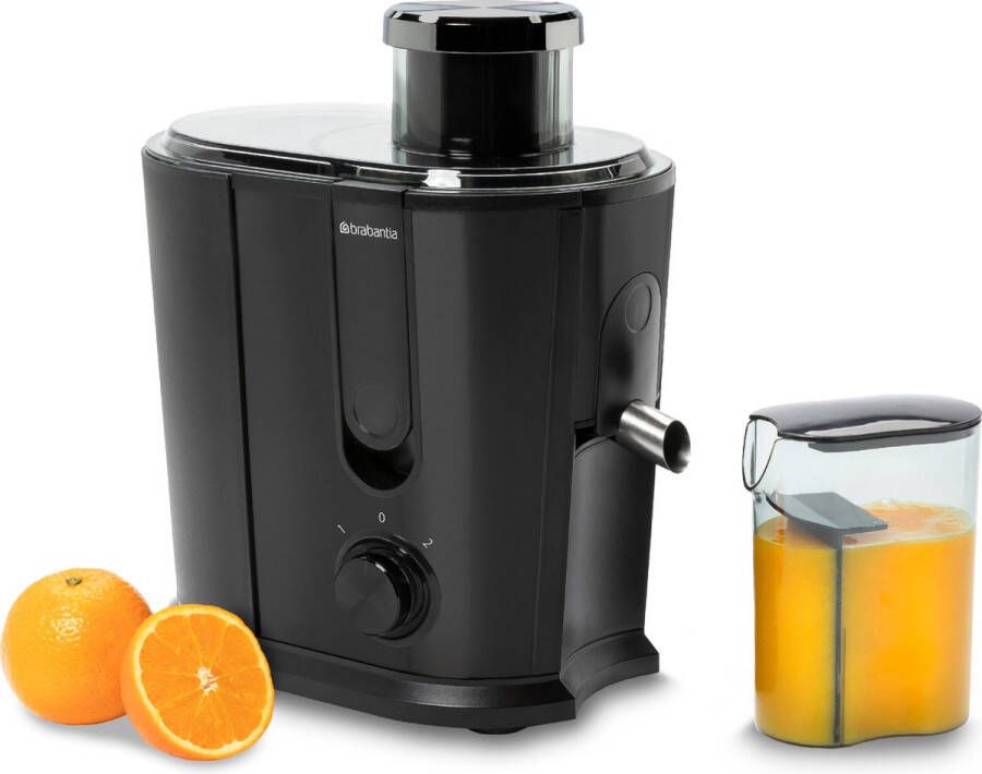 Brabantia Sapcentrifuge voor Groenten & Fruit Slowjuicer met Microfilter en Pulpcontainer Mat Zwart BBEK1123BK