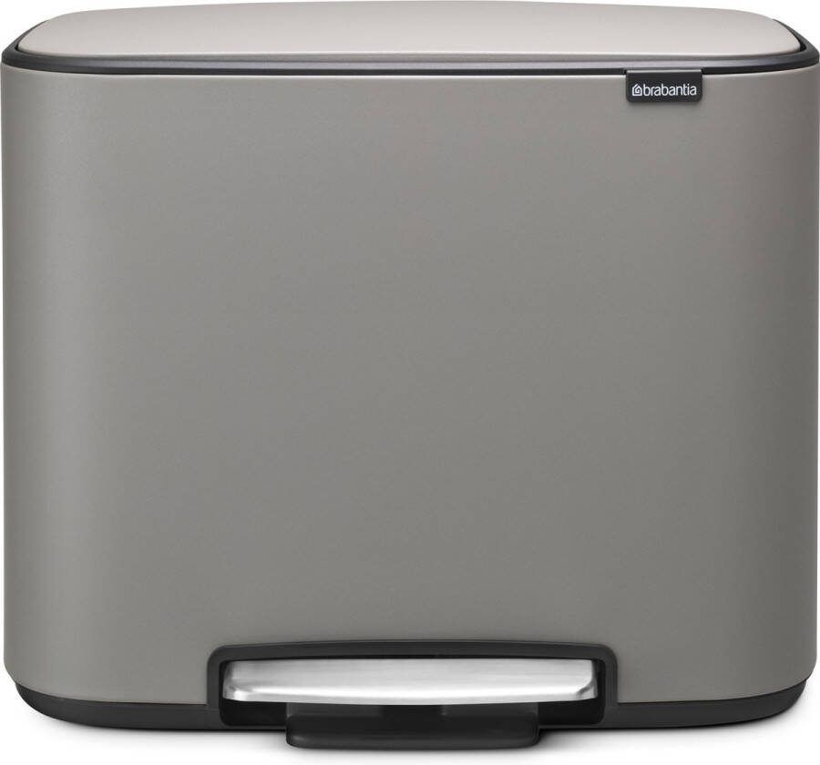 Brabantia Bo pedaalemmer 11 + 23 liter met 2 kunststof binnenemmers Mineral Concrete Grey