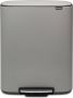 Brabantia Bo pedaalemmer 2 x 30 liter met 2 kunststof binnenemmer Mineral Concrete Grey - Thumbnail 1