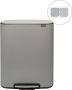 Brabantia Bo pedaalemmer 2 x 30 liter met 2 kunststof binnenemmer Mineral Concrete Grey - Thumbnail 1