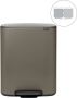 Brabantia Bo pedaalemmer 2 x 30 liter met 2 kunststof binnenemmer Platinum - Thumbnail 2