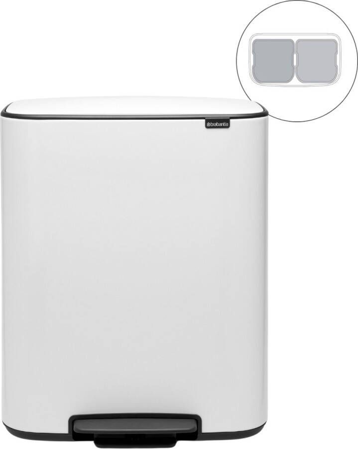 Brabantia Bo Prullenbak 2 x 30 liter Afvalscheiding White