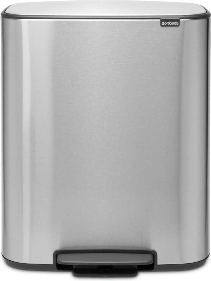 Brabantia Bo pedaalemmer 60 liter met kunststof binnenemmer Matt Steel Fingerprint Proof