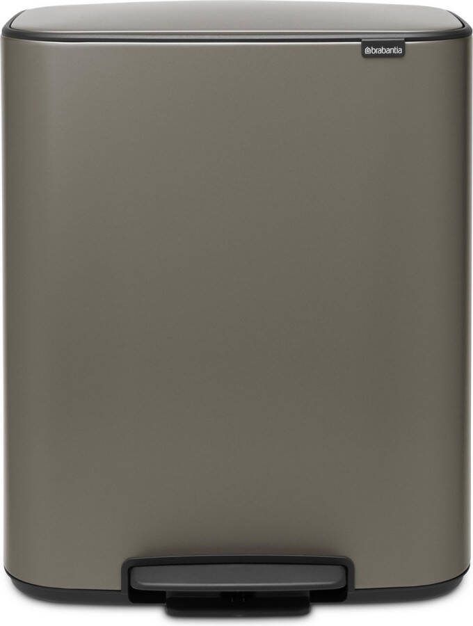 Brabantia Bo pedaalemmer 60 liter met kunststof binnenemmer Platinum