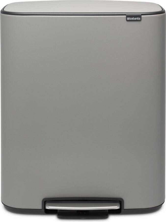 Brabantia Bo pedaalemmer 2 x 30 liter met 2 kunststof binnenemmer Mineral Concrete Grey