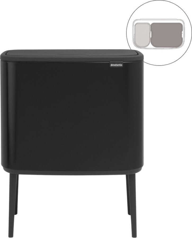 Brabantia Bo Touch Bin Prullenbak 11 + 23 liter Afvalscheiding Matt Black