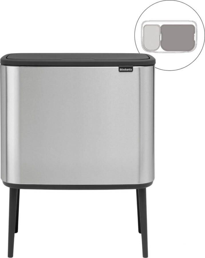 Brabantia Bo Touch Bin Prullenbak 11 + 23 liter Afvalscheiding Matt Steel Fingerprint Proof