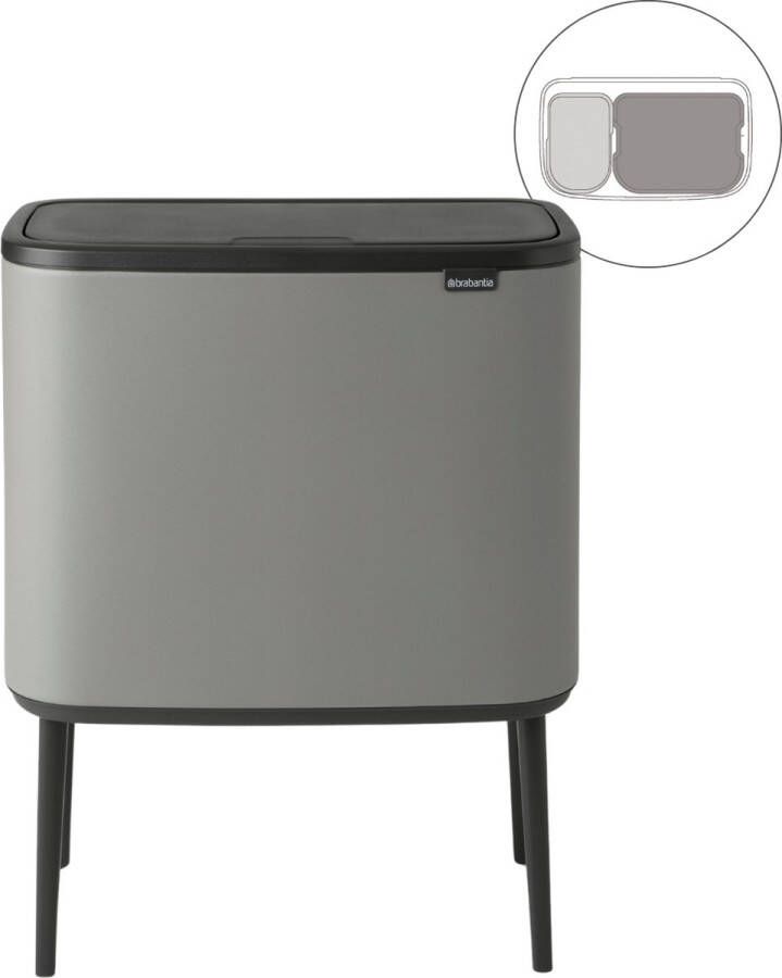 Brabantia Bo Touch Bin Prullenbak 11 + 23 liter Afvalscheiding Mineral Concrete Grey