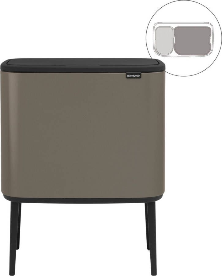 Brabantia Bo Touch Bin Prullenbak 11 + 23 liter Afvalscheiding Platinum