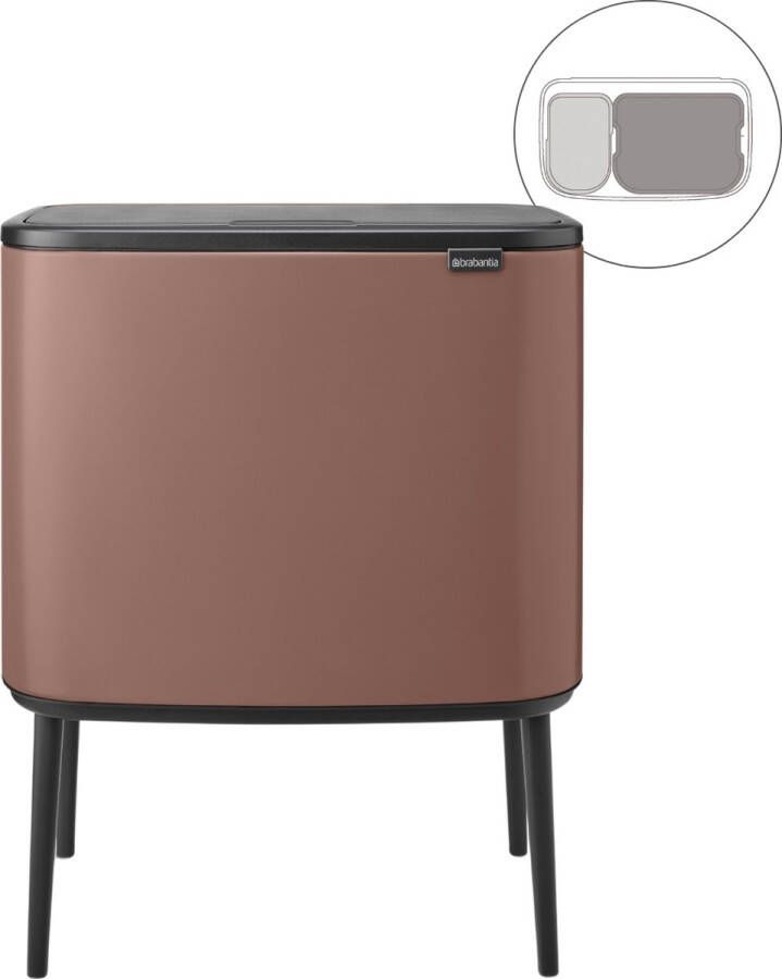 Brabantia Bo Touch Bin Prullenbak 11 + 23 liter Afvalscheiding Satin Taupe