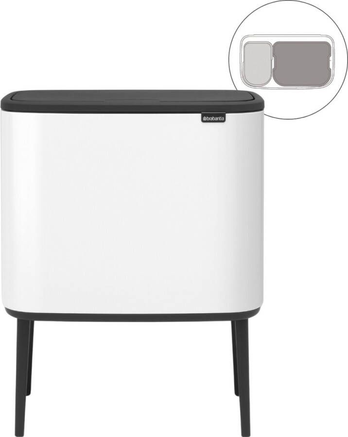 Brabantia Bo Touch Bin Prullenbak 11 + 23 liter Afvalscheiding White