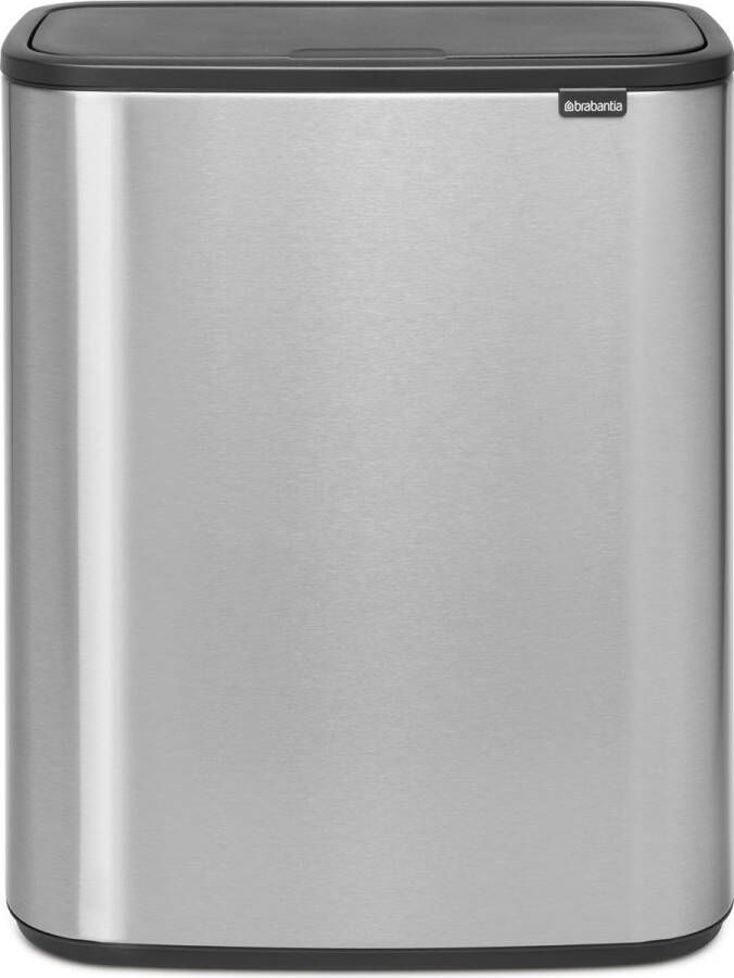 Brabantia Bo Touch Bin afvalemmer 2 x 30 liter met 2 kunststof binnenemmers Matt Steel Fingerprint Proof
