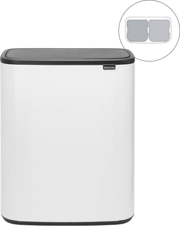 Brabantia Bo Touch Bin Prullenbak 2 x 30 liter Afvalscheiding White