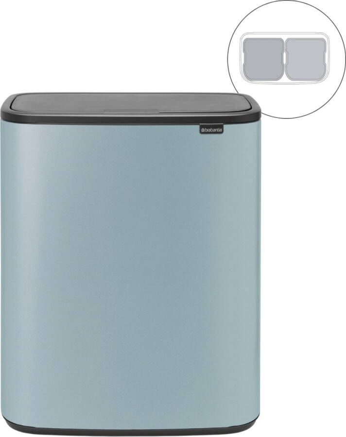 Brabantia Bo Touch Bin Prullenbak 2 x 30 liter Metallic Mint