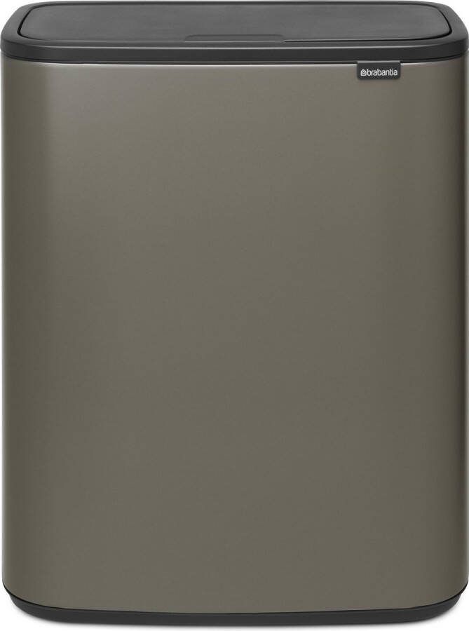 Brabantia Bo Touch Bin afvalemmer 60 liter met kunststof binnenemmer Platinum