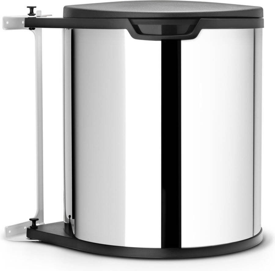 Brabantia Built-in Bin inbouwemmer 15 liter met kunststof binnenemmer Brilliant Steel Black
