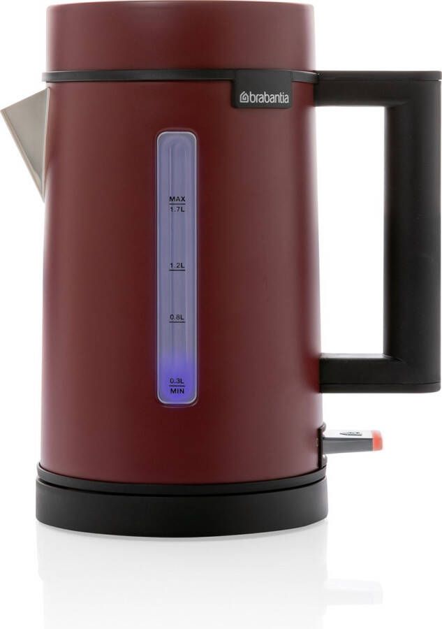 Brabantia D1S-6TRD Waterkoker 1 7 Liter 2400 Watt LED-verlichting RVS Rood