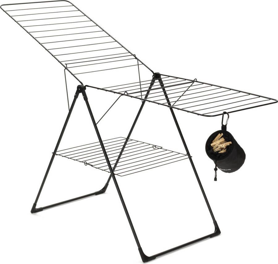 Brabantia Droogrek T model Inklapbaar Wasrek- met Wasknijpertasje 20m Matt Black