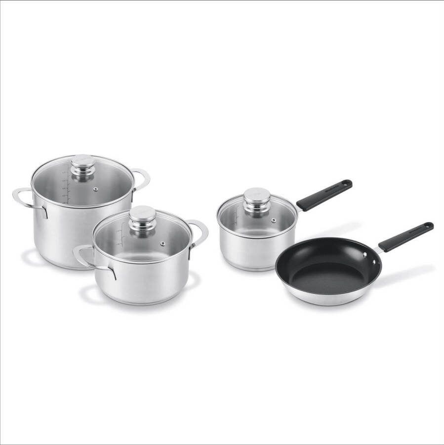 Brabantia ENJOYMENT Pannenset 4 delig RVS inductie koekenpan met keramische antiaanbaklaag pfas vrij