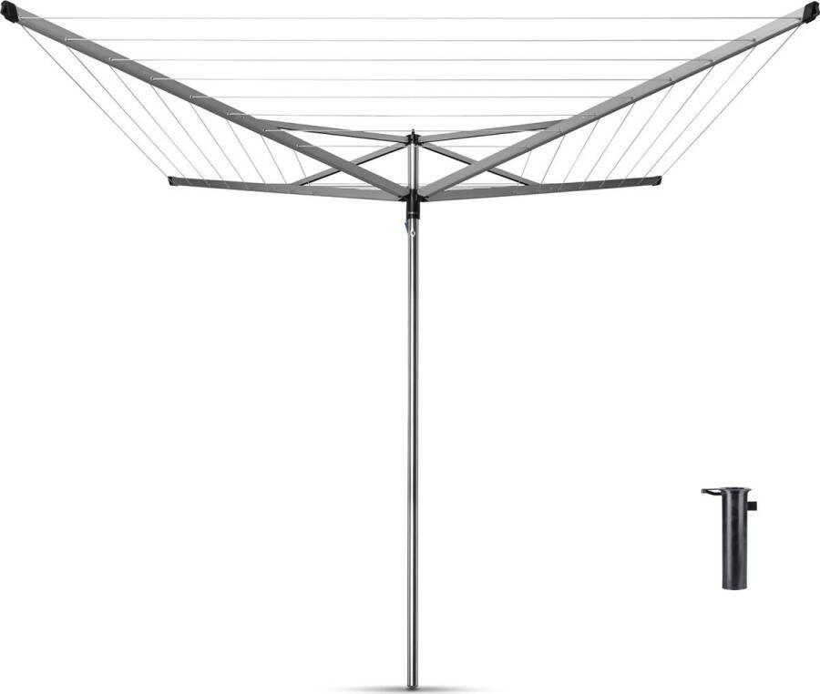 Brabantia essential droogmolen met kunststof bodemhuls 50 meter metallic grey