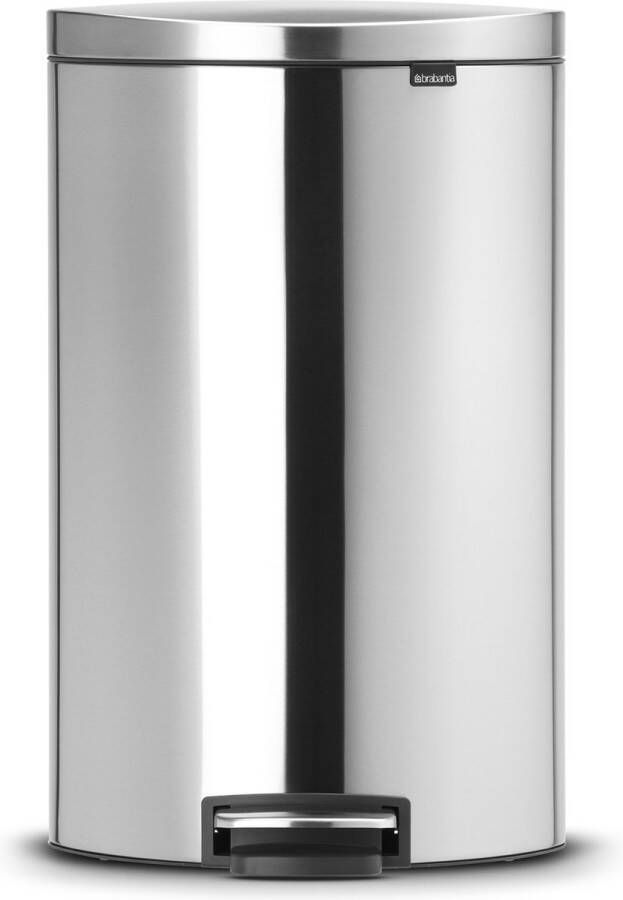 Brabantia Pedaalemmer 40 liter FlatBack+ met kunststof binnenemmer ' Silent' Matt Steel Fingerprintproof