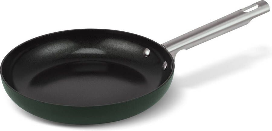 Brabantia Futura Green Koekenpan Non-Stick Ø 20 cm – 100% PFAS-Vrije keramische antiaanbaklaag – Retro Design -Geschikt voor Inductie 100% Recycled Aluminium. – Donker Groen