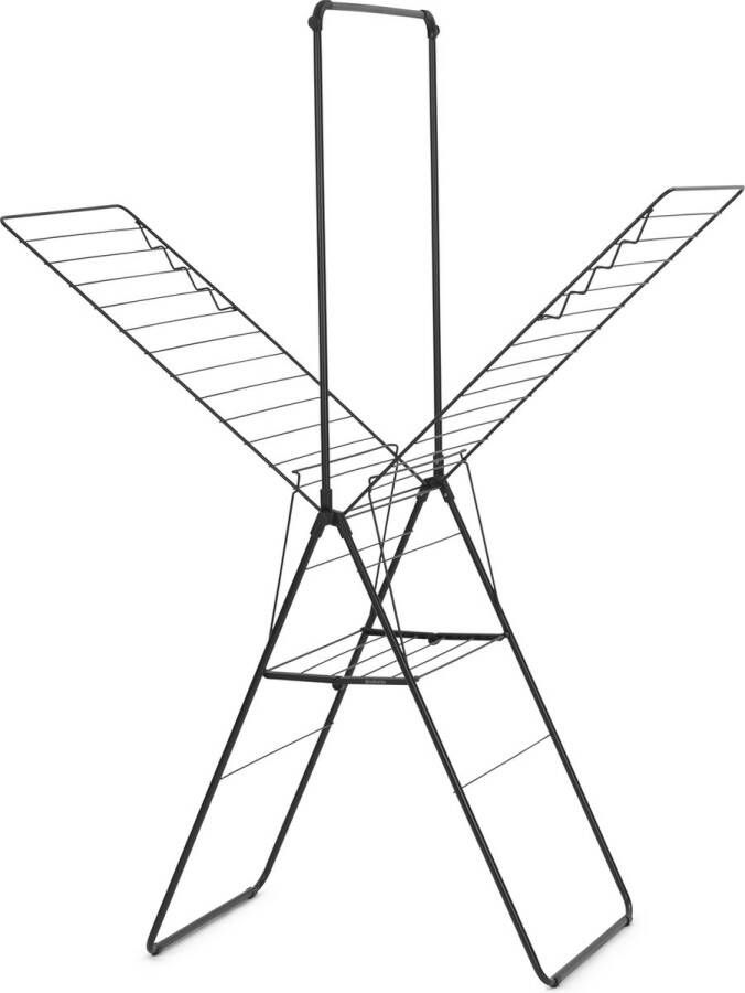 Brabantia HangOn Droogrek 25m met Stang Inklapbaar Wasrek Matt Black