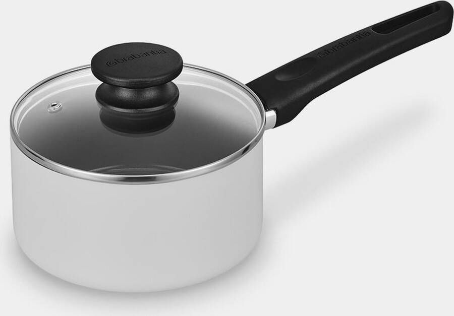 Brabantia INDU+ Steelpan met glazen deksel Ø 16 cm keramische antiaanbaklaag Geschikt voor Inductie 100% PFAS Vrij Grijs