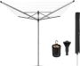 Brabantia Lift-O-Matic Advance droogmolen met kunststof betonanker beschermhoes en wasknijpertasje 60 m Metallic Grey - Thumbnail 1