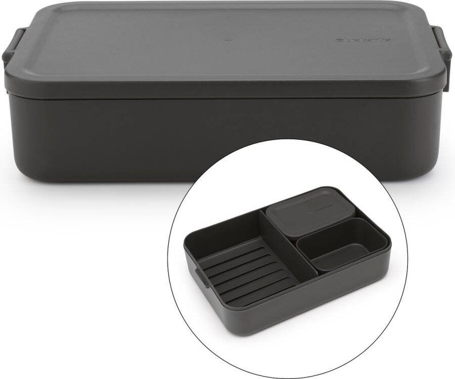 Brabantia Make & Take Bento Lunchbox incl Bentobox Large Kunststof Dark Grey
