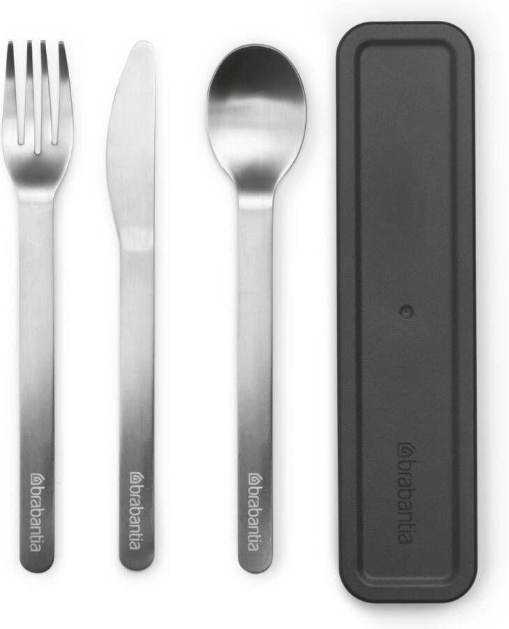 Brabantia Make & Take bestekset 3 delig mes vork en lepel dark grey