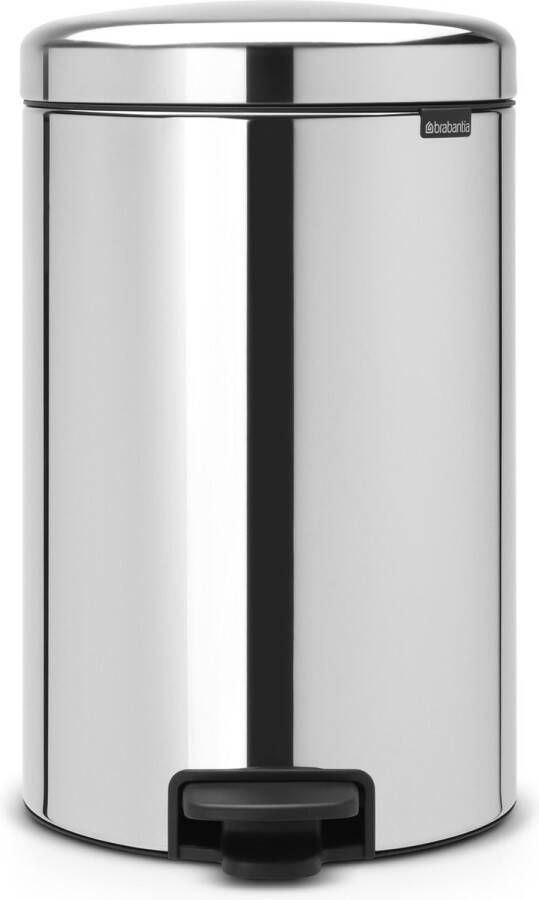 Brabantia NewIcon Prullenbak 20 liter Brilliant Steel met Metalen binnenemmer