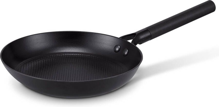 Brabantia Patron Koekenpan Non-Stick Ø 24 cm –100% PFAS-Vrije Antiaanbaklaag –luxe Design Alu handgreep -Geschikt voor Inductie 100% Gerecycled geperst ijzer– Zwart