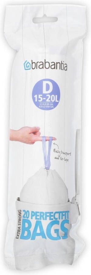 Brabantia PerfectFit Afvalzak met trekbandsluiting 15 20 l Code D 20 stuks