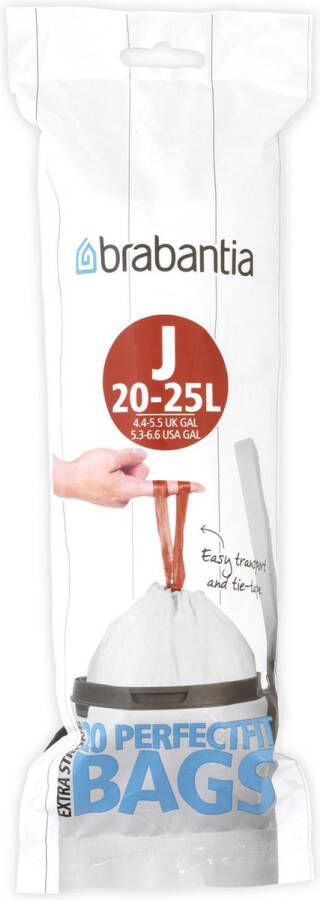 Brabantia PerfectFit afvalzak met trekbandsluiting code J 20-25 liter 10 stuks rol White