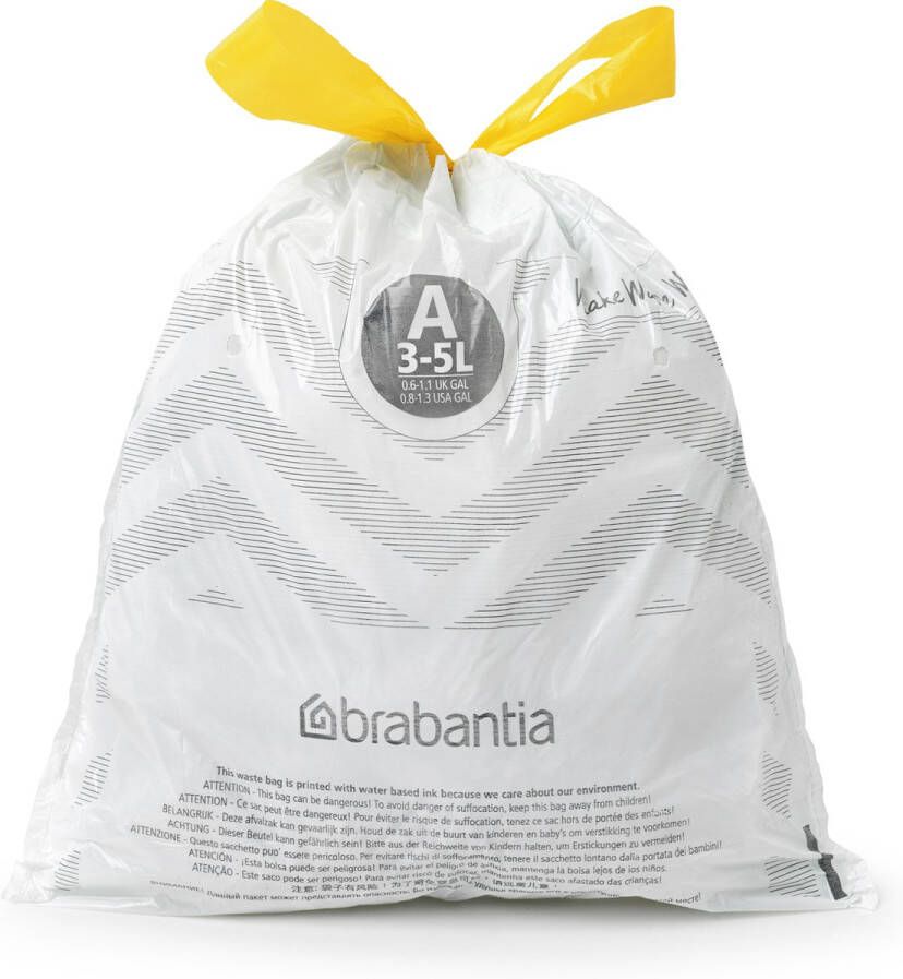 Brabantia PerfectFit Afvalzak met trekbandsluiting 3-5 l Code A 20 stuks