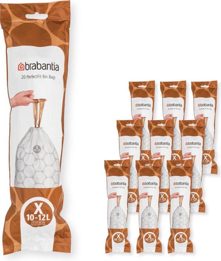 Brabantia Type X PerfectFit Jaarverpakking Afvalzak 10-12 Liter 200 Stuks