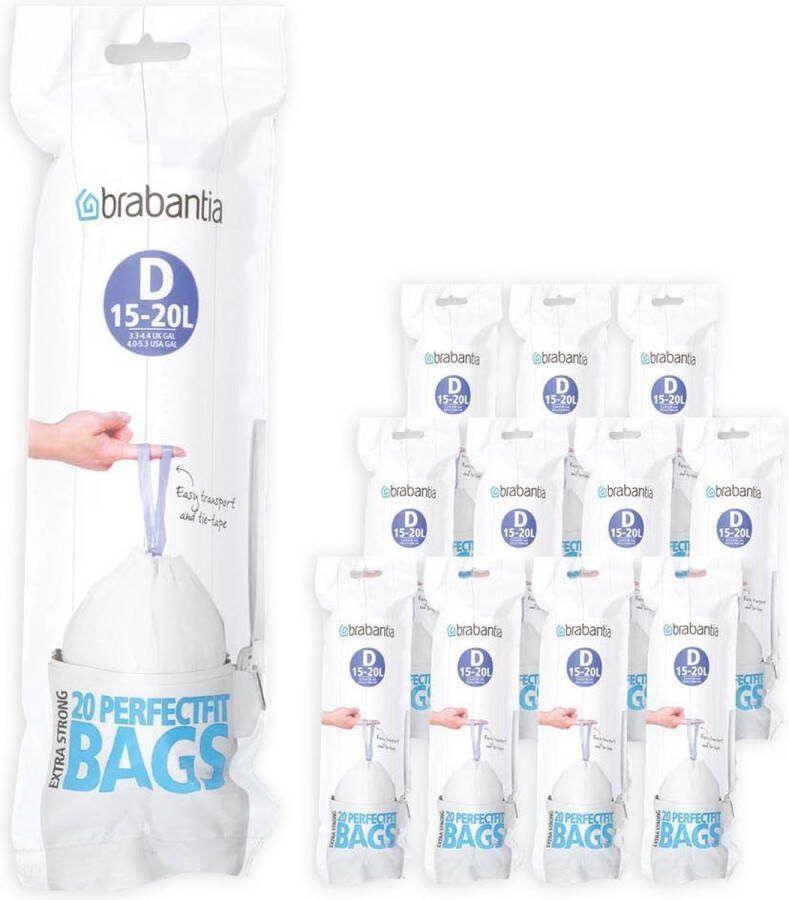 Brabantia Perfect Fit Afvalzakken 15 20 l Code D set van 12 rollen x 20 stuks