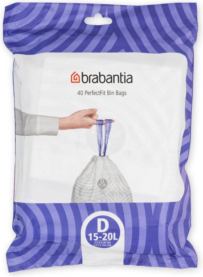 Brabantia PerfectFit Vuilniszakken 15 20 l Code D 40 stuks