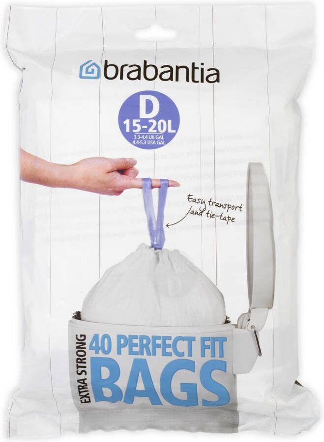 Brabantia PerfectFit Vuilniszakken 15 20 l Code D 40 stuks