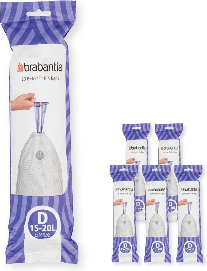 Brabantia Type D PerfectFit Jaarverpakking Afvalzak 15-20 Liter 120 Stuks - Foto 2