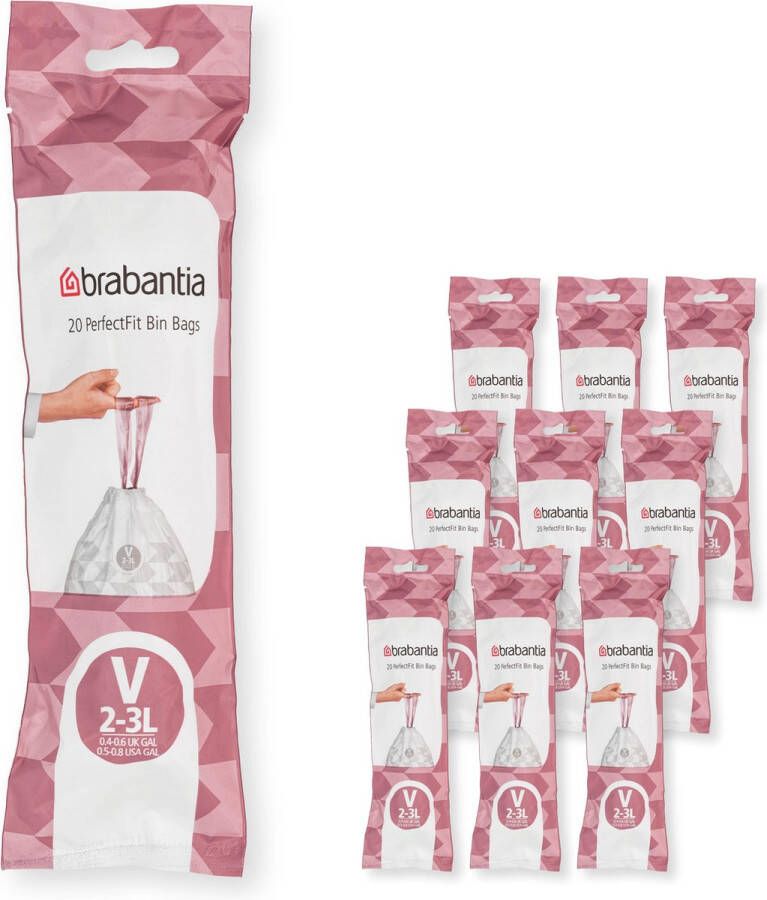 Brabantia Type V PerfectFit Jaarverpakking Afvalzak 2-3 Liter 200 Stuks
