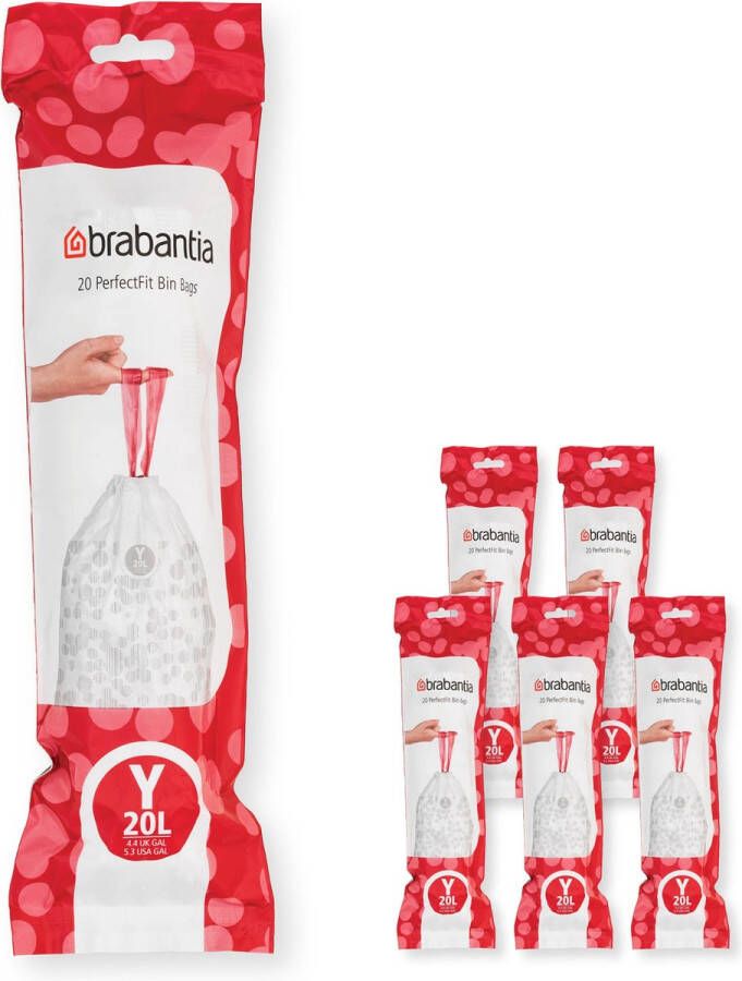 Brabantia Type Y PerfectFit Jaarverpakking Afvalzak 20 Liter 120 Stuks