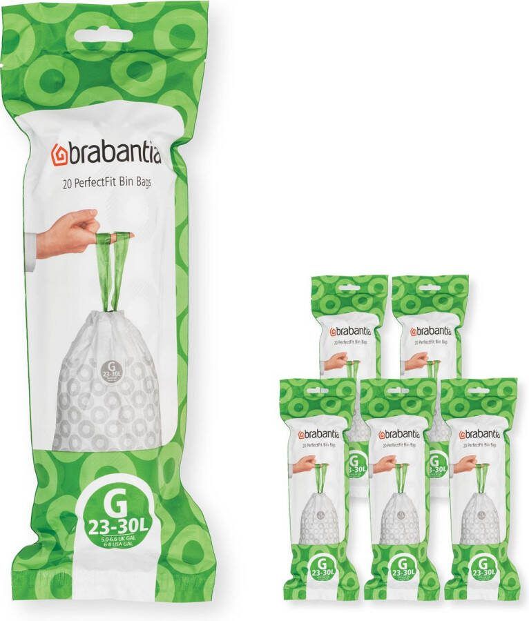 Brabantia Type G PerfectFit Jaarverpakking Afvalzak 23-30 Liter 120 Stuks