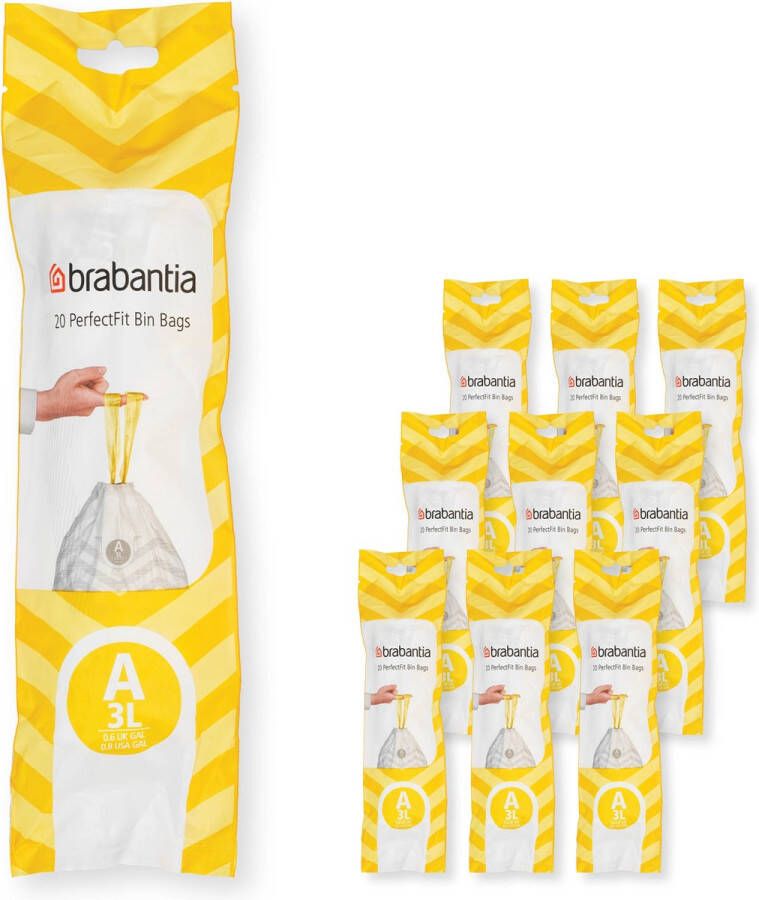 Brabantia Type A PerfectFit Jaarverpakking Afvalzak 3 Liter 200 Stuks - Foto 2