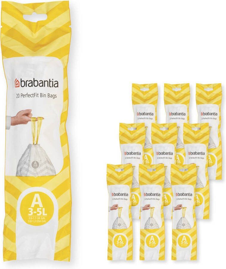 Brabantia Type A PerfectFit Jaarverpakking Afvalzak 3 Liter 200 Stuks