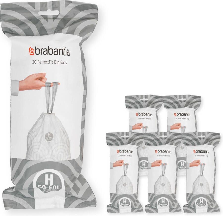 Brabantia Type H PerfectFit Jaarverpakking Afvalzak 50-60 Liter 120 Stuks