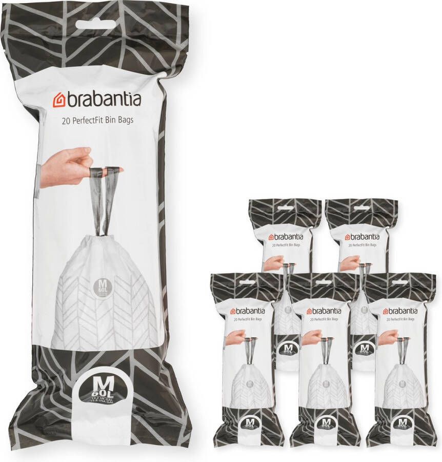 Brabantia Type M PerfectFit Jaarverpakking Afvalzak 60 Liter 120 Stuks