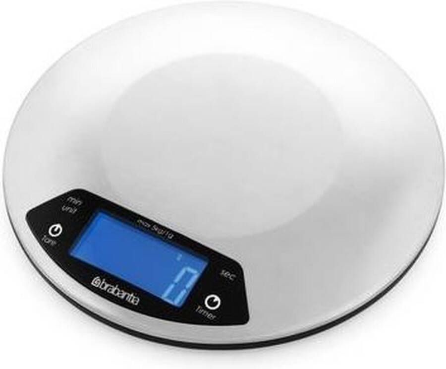Brabantia Universeel Profile keukenweegsschaal digitaal op batterijen met kookwekker Matt Steel - Foto 2